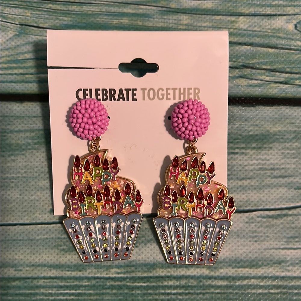 Pink and Gold Cupcake Earrings